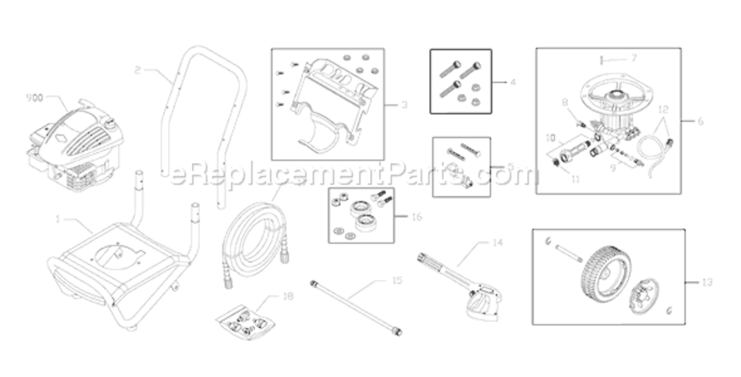 Page A Diagram and Parts List for 020318-0  Briggs and Stratton Pressure Washer